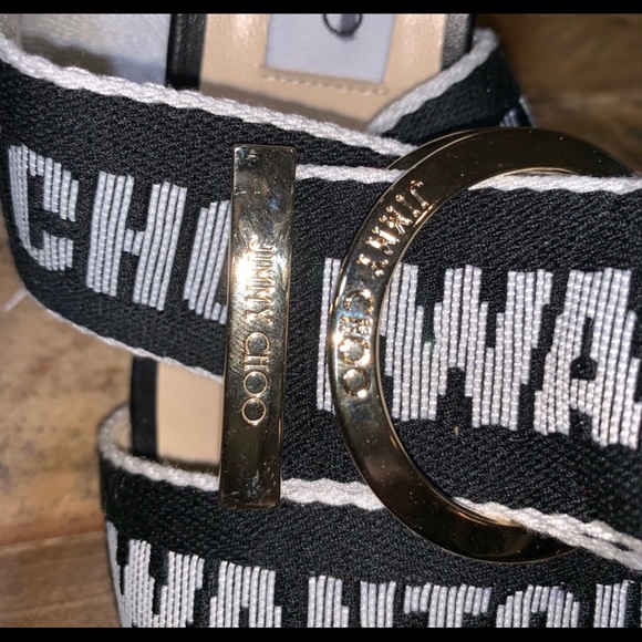 Jimmy Choo Bailey Logo Leather & Canvas Sandals - Picture 7 of 8